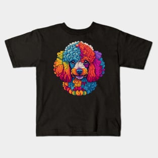 Cute Poodle Dog Colorful Vivid Face Kids T-Shirt